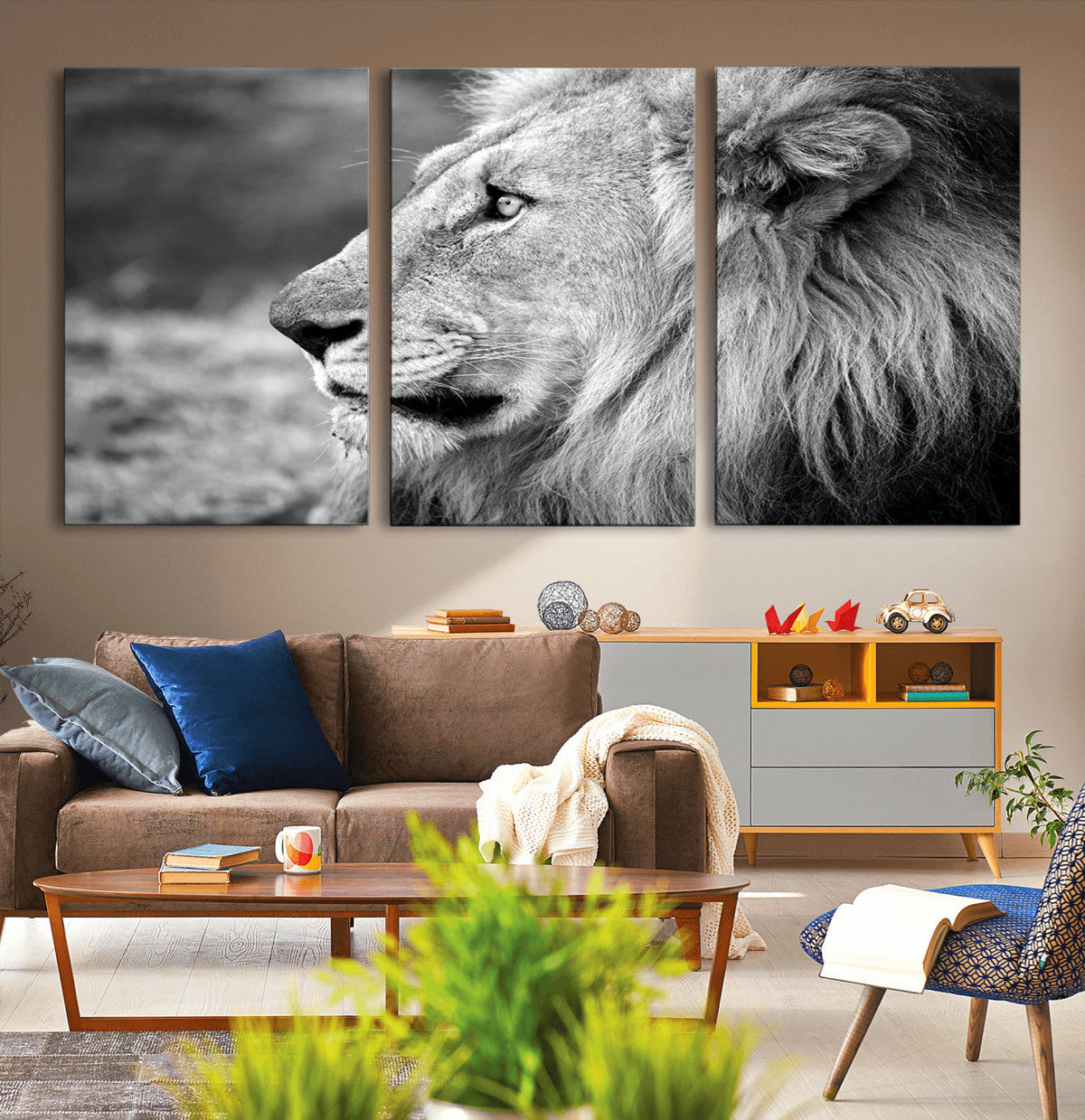 Lion Wall Art Canvas Print – Framed Majestic Wildlife