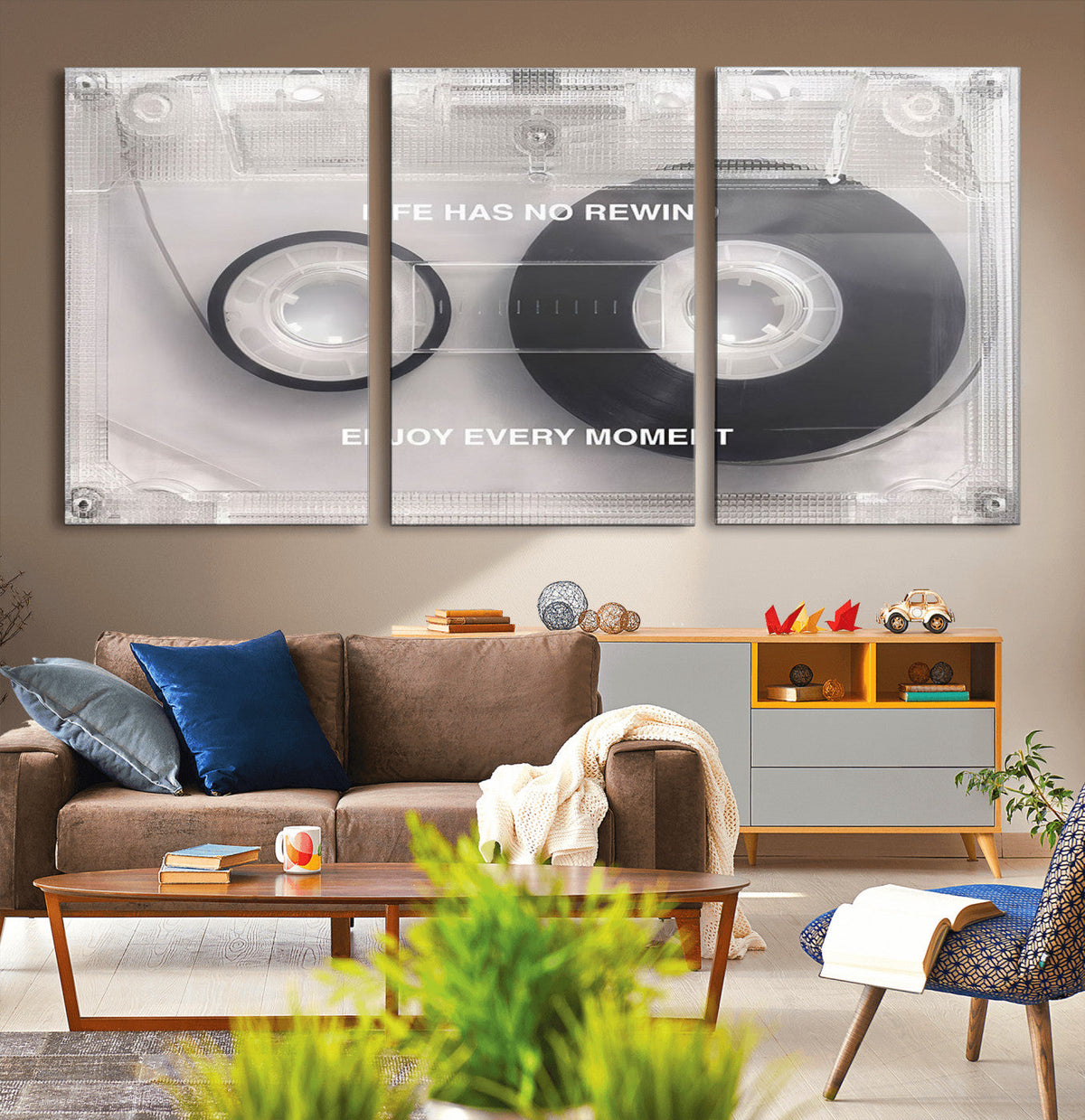Vintage Cassette Tape Canvas Wall Art - Inspirational 'Life