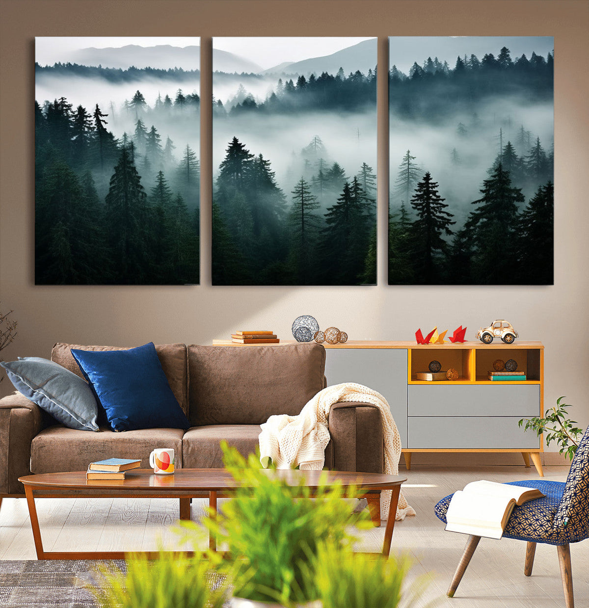 Captivating Misty Forest Wall Art Canvas, Premium Canvas