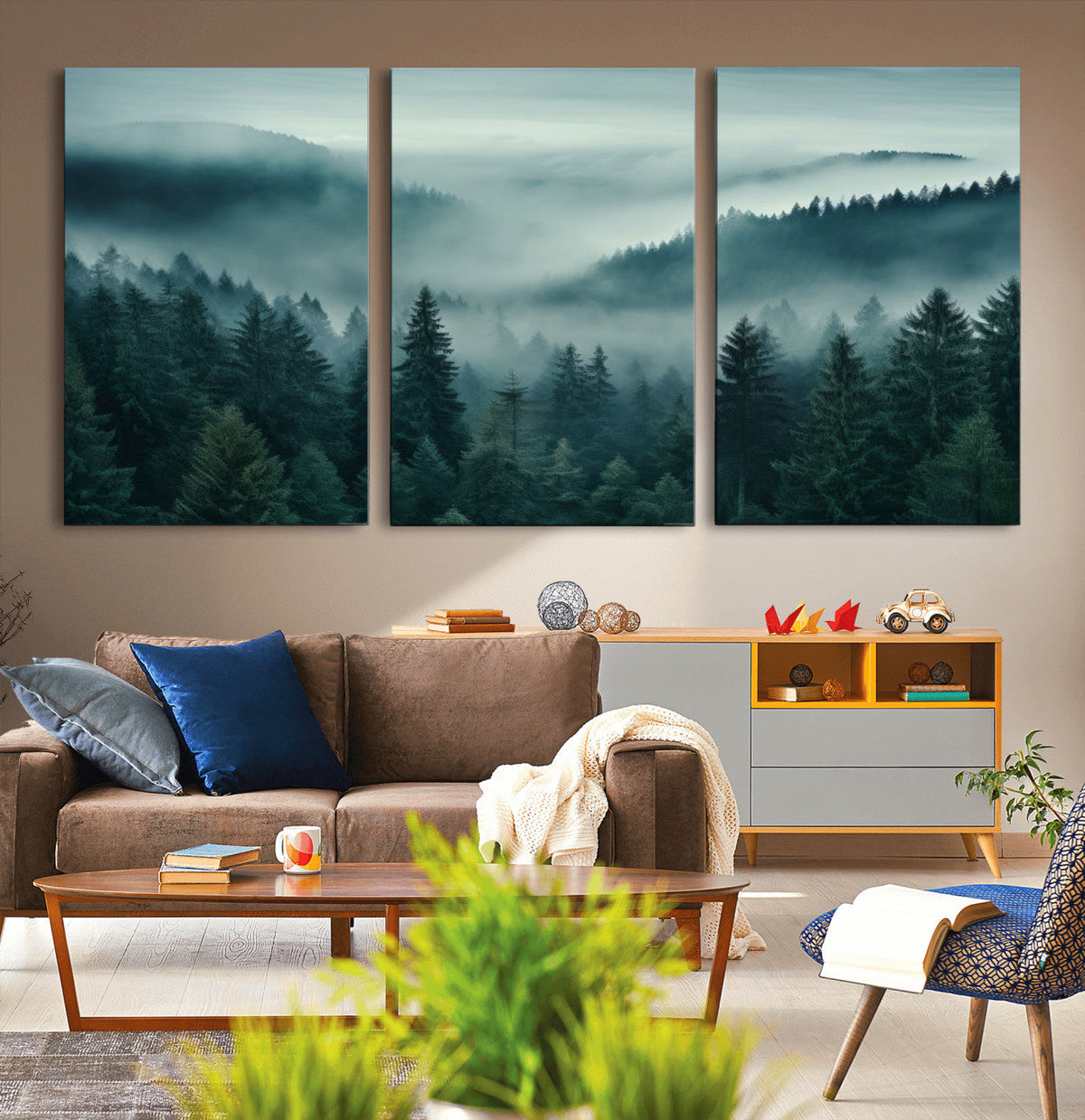 Captivating Misty Foggy Forest Wall Art Premium Canvas Print