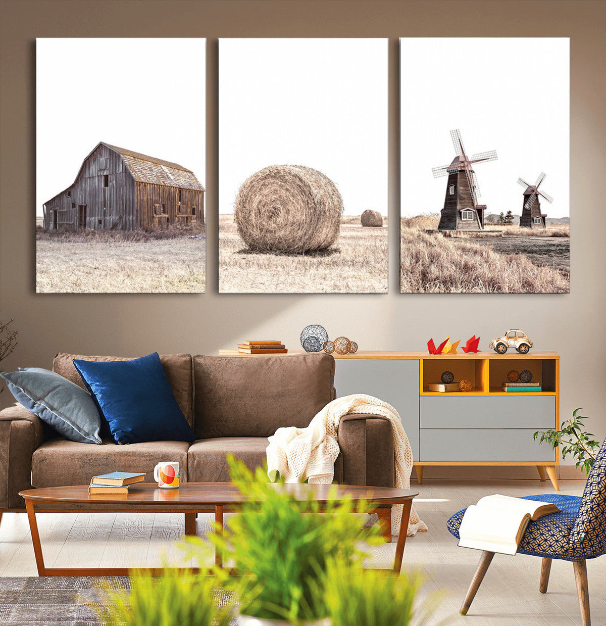 Farm Prints Set, Set of 3 Farmhouse Wall Art, Country House