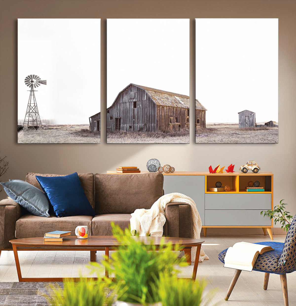 Set of 3 Rustic Farmhouse Wall Art Prints – Country Barn,