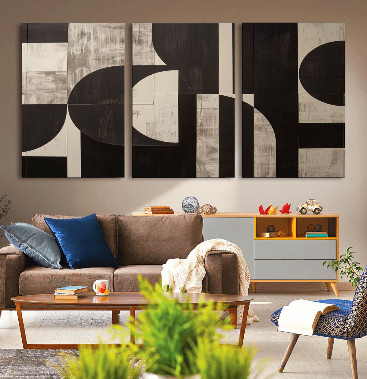 Abstract Brown Wabi Sabi Canvas Print Set – Minimalist