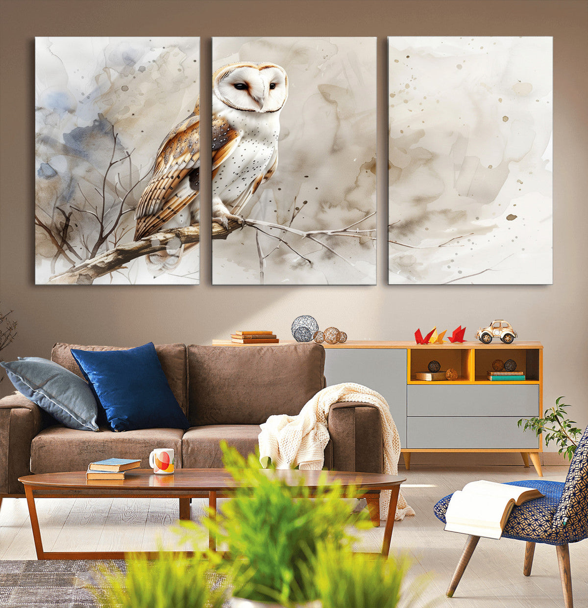 Barn Owl Wall Art | Watercolor Canvas Print | Perfect for
