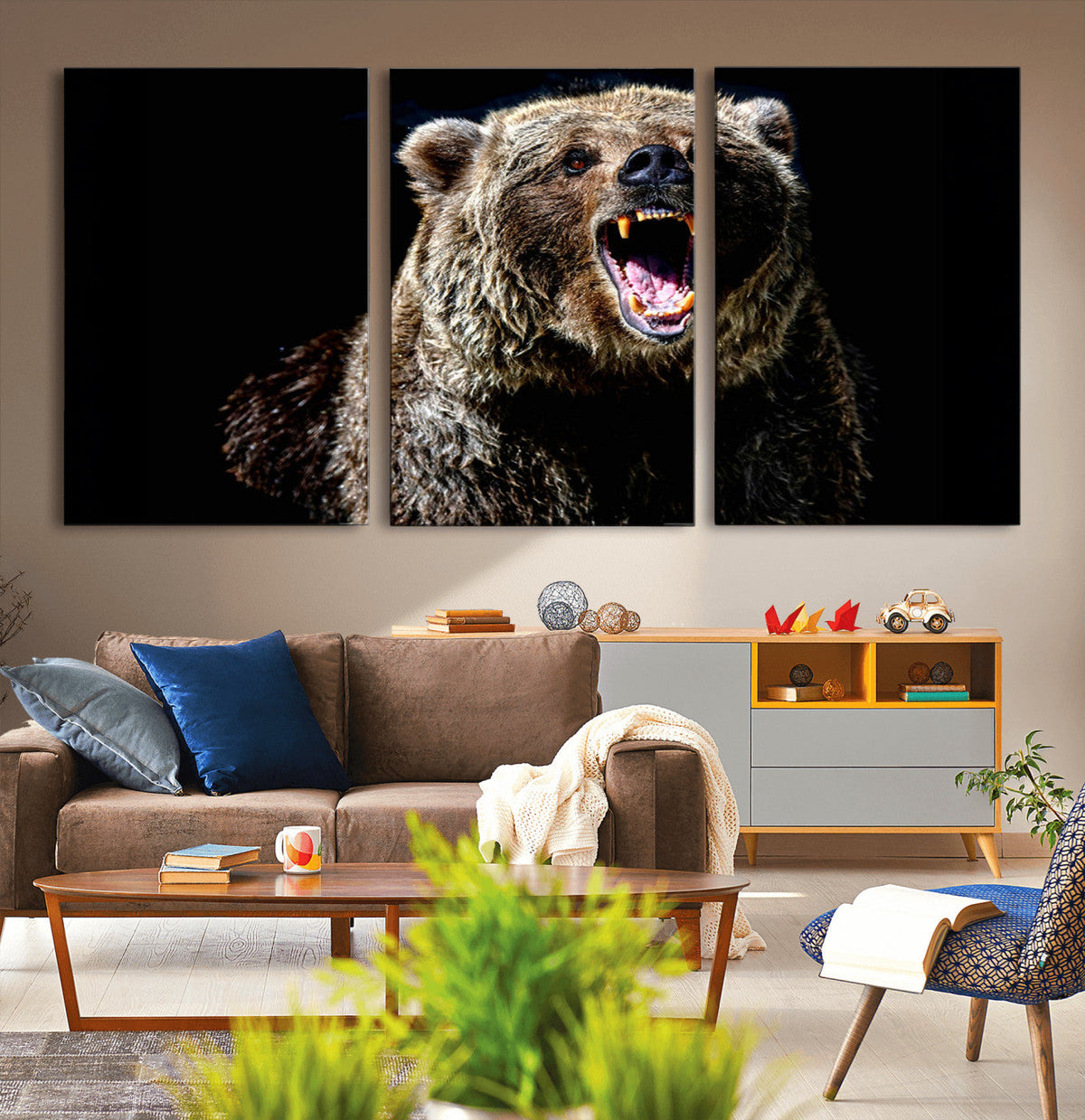 Grizzly Bear Canvas Print | Wildlife Wall Art for Cabin