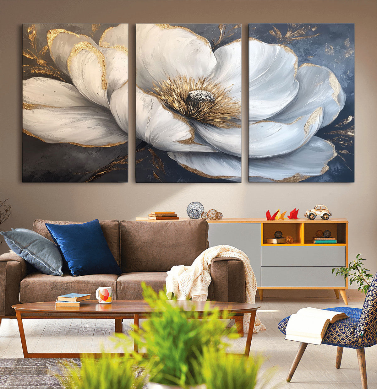White Magnolia Flower Wall Art Canvas Print | Abstract