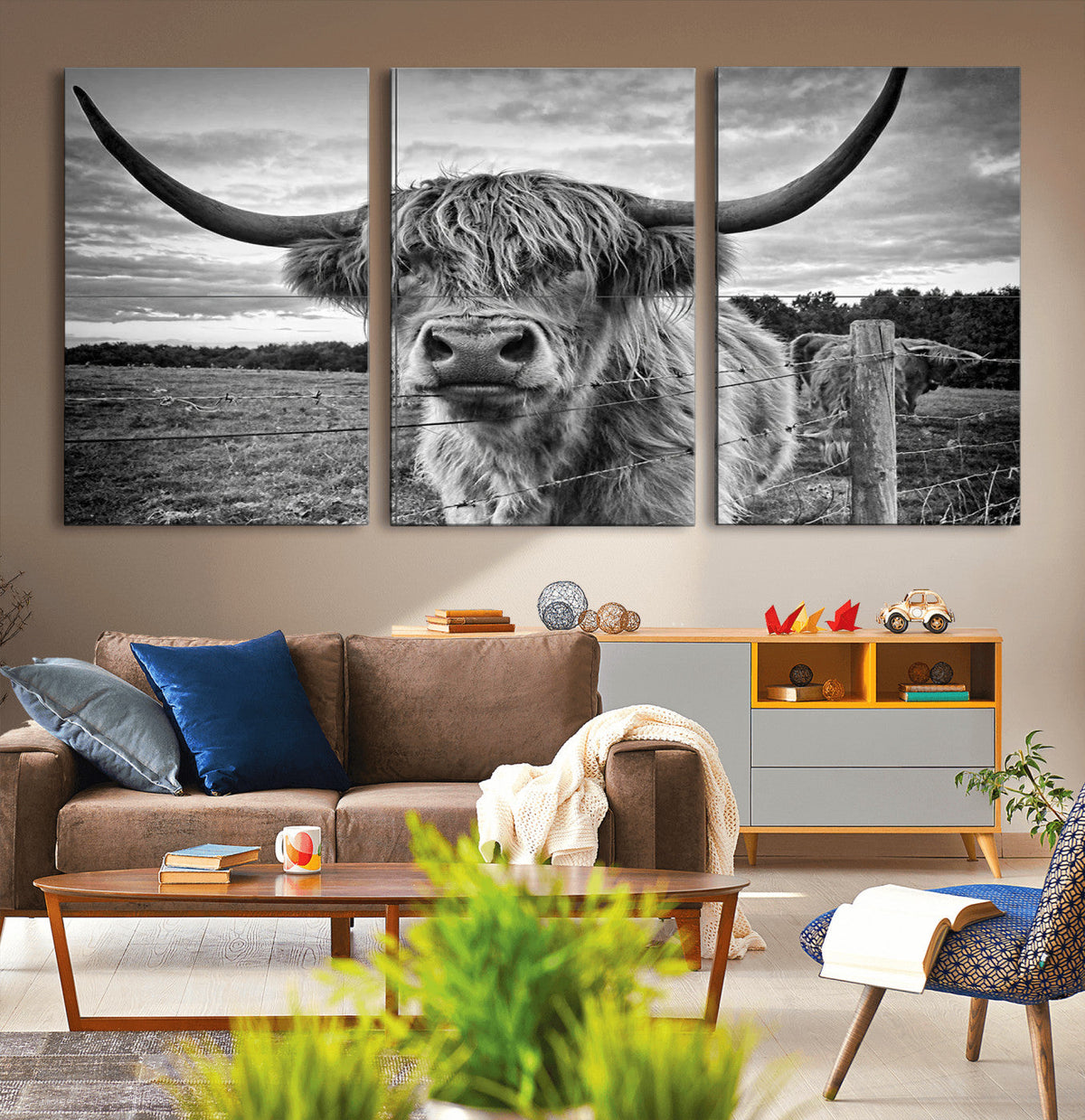 Scottish Highland Cow Wall Art Canvas Print | Ready to Hang
