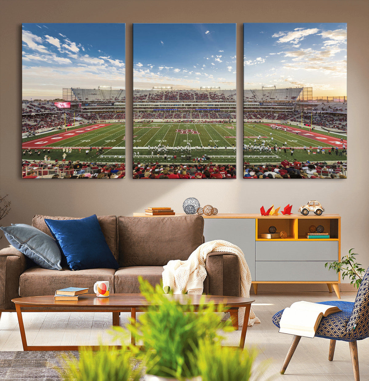 Framed Houston Cougars Football Team Print - Houston TDECU