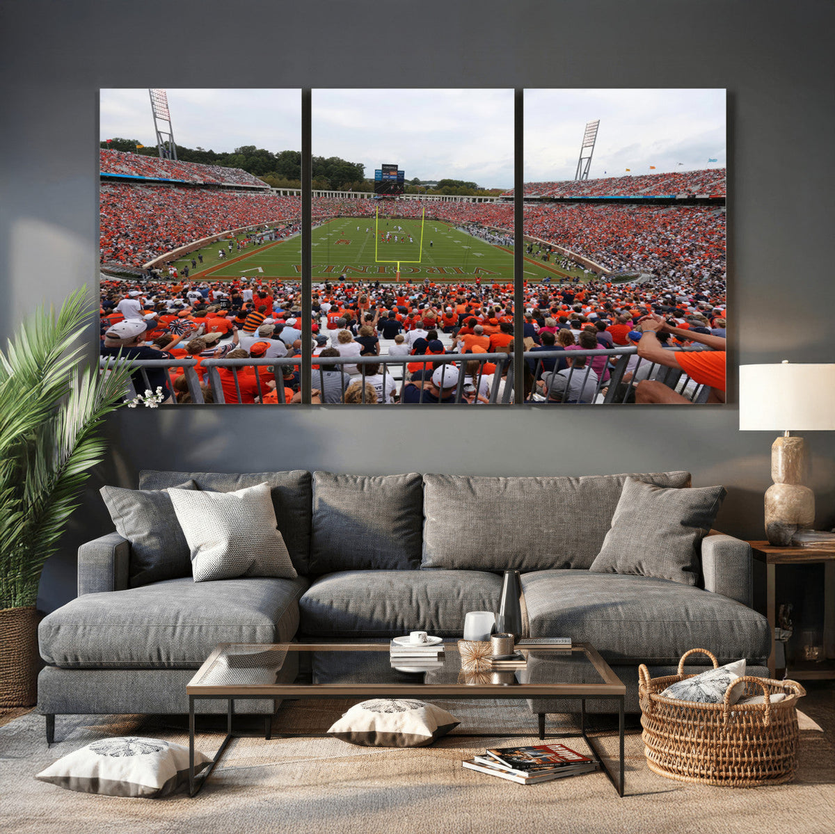 Virginia Cavaliers Football Team Print - Charlottesville Scott Stadium Print Wall Art Canvas