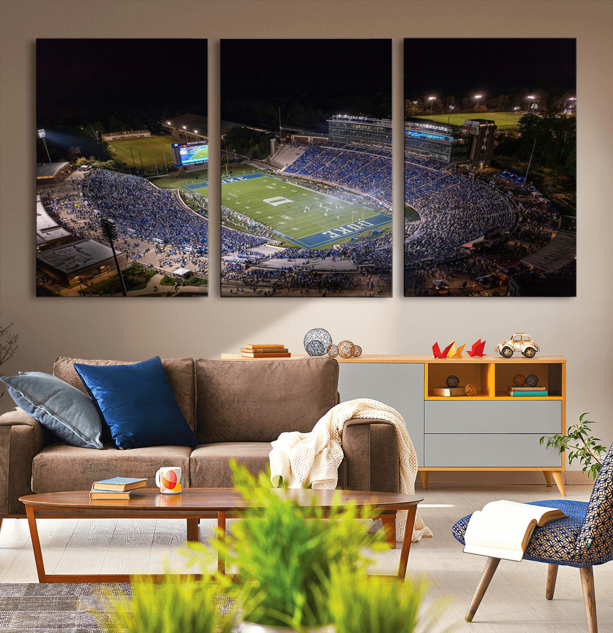 Duke University Blue Devils Football Print Canvas - Durham