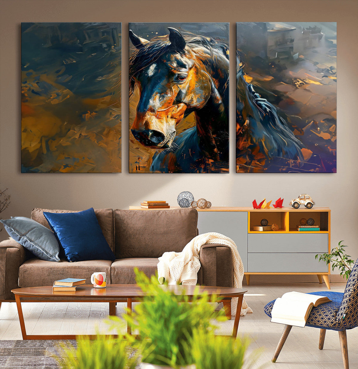 Abstract Horse Wall Art Canvas Print | Farmhouse Wall Decor