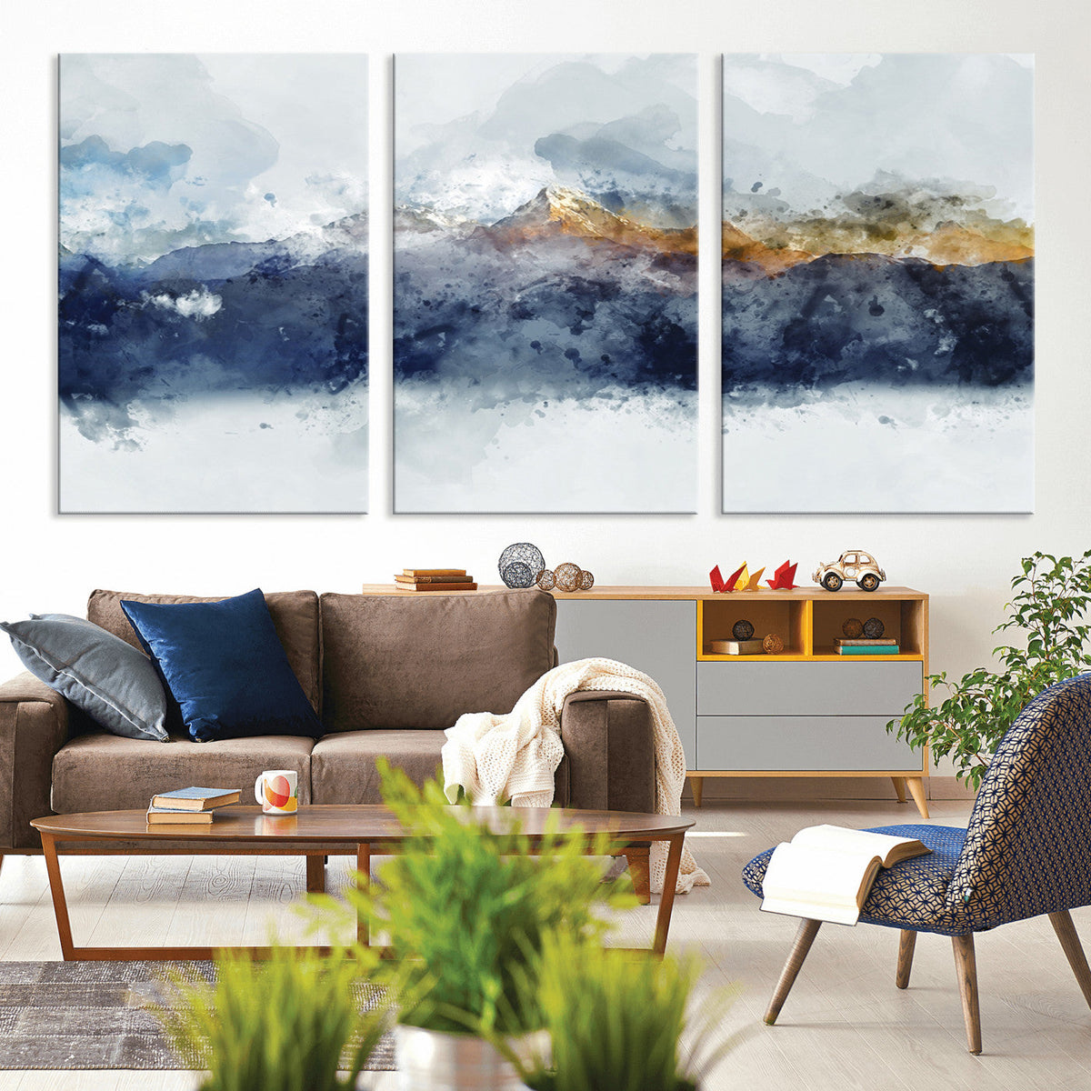 Abstract Mountain Range Art Canvas Print | 3 Panel