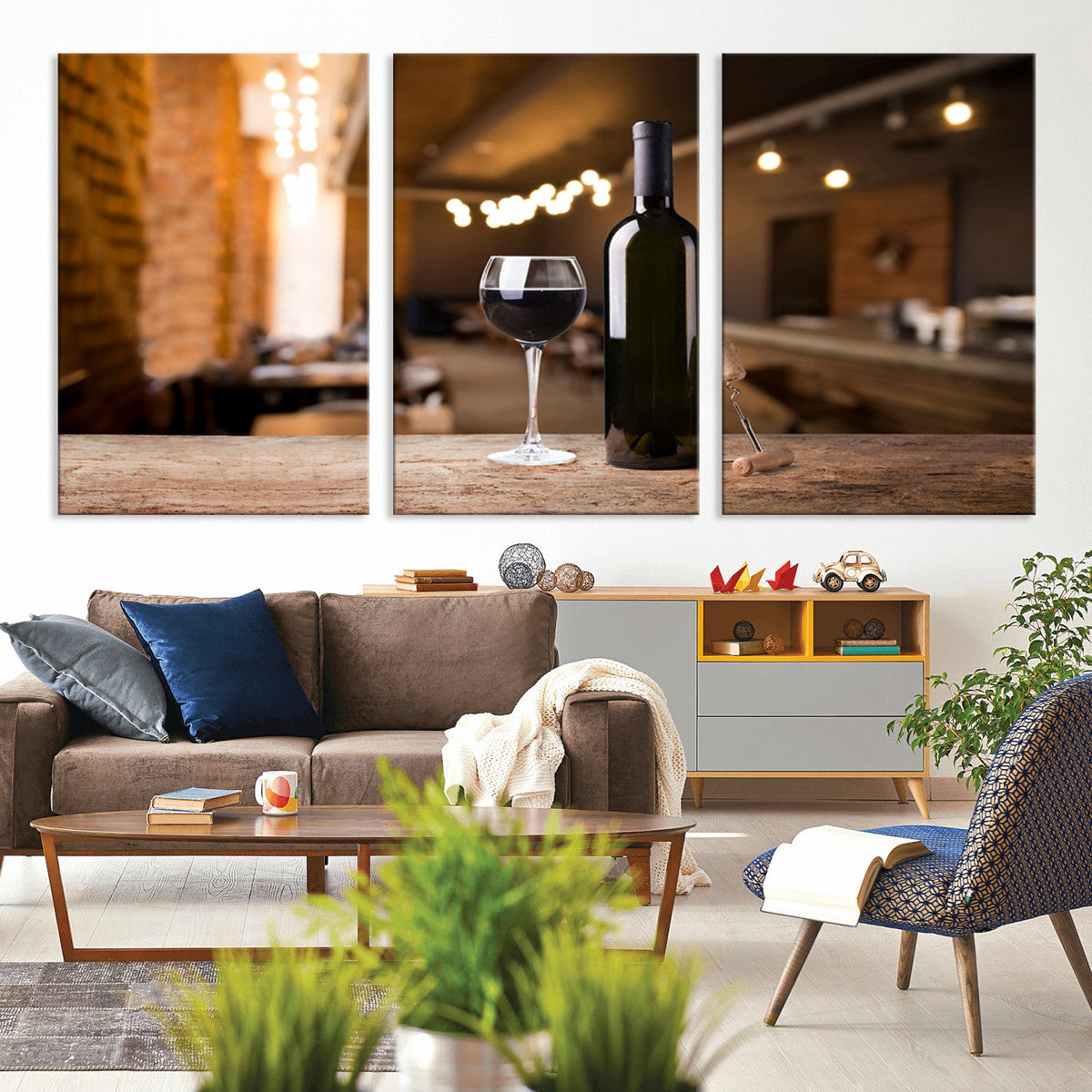 Wine and Bottle Wall Art Canvas Print