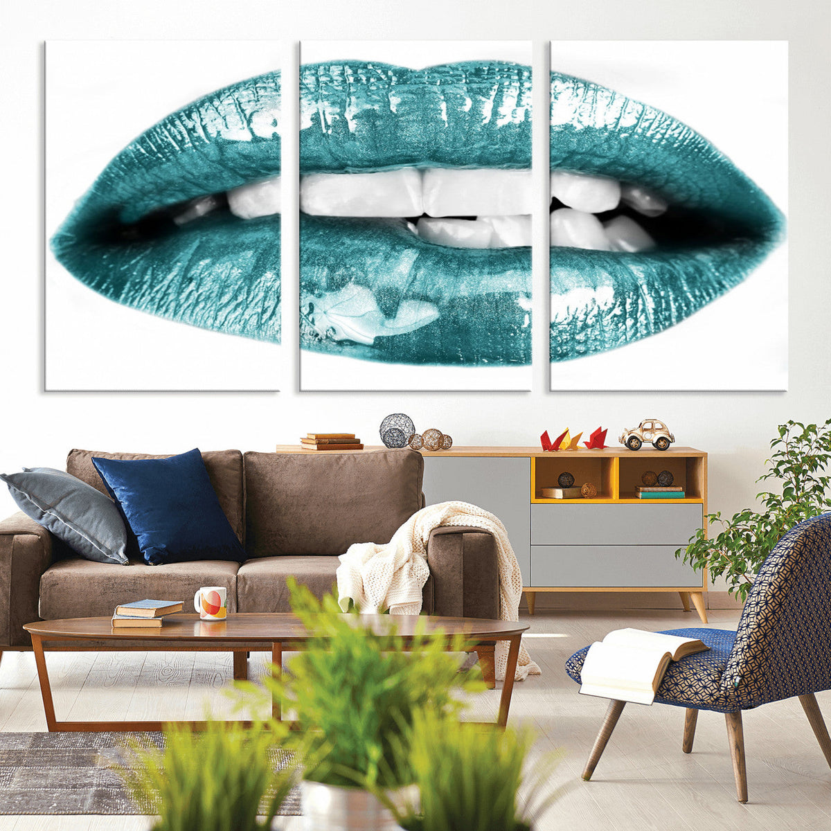 Blue Lips Wall Art Canvas Print