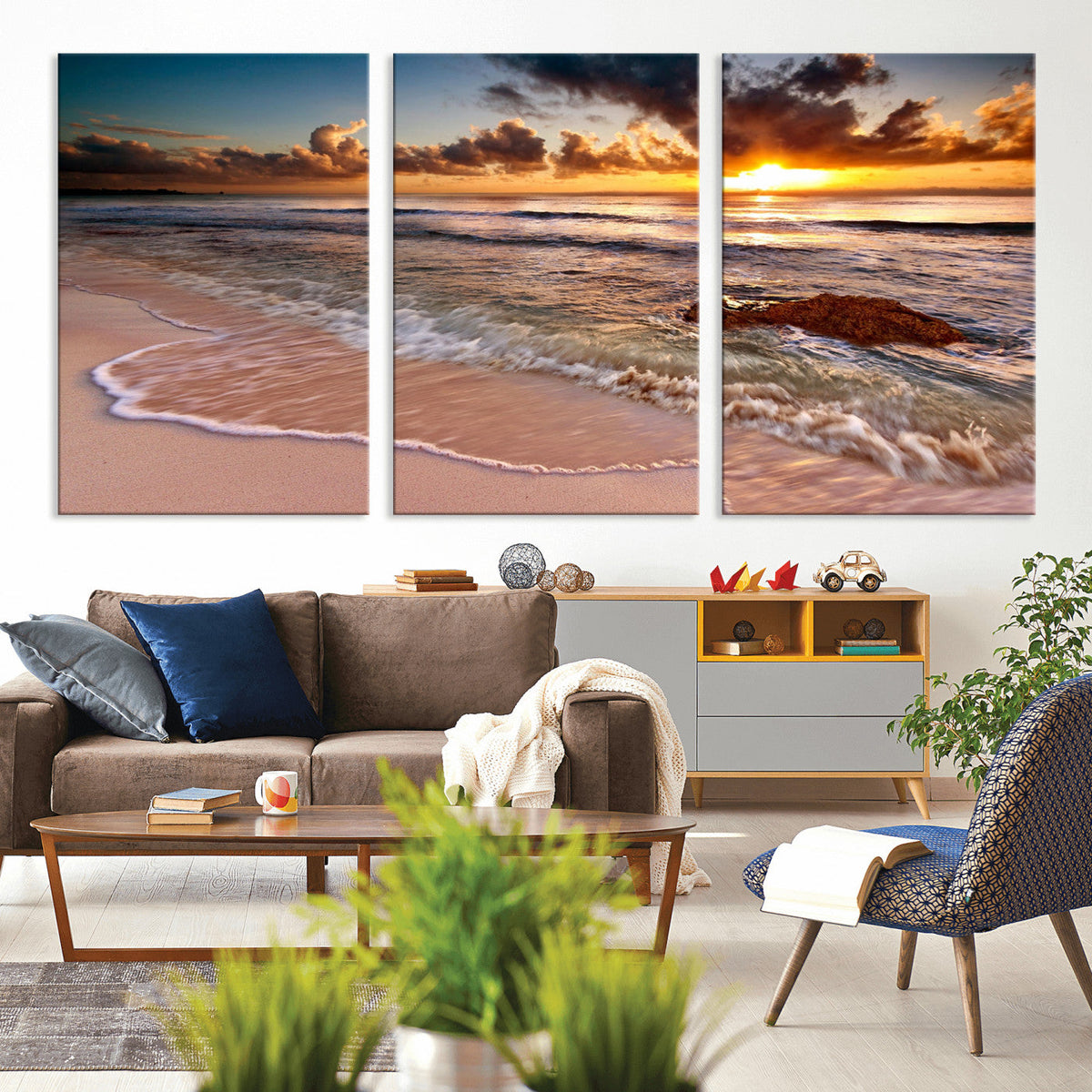 Sunset on Ocean Wall Art Canvas Print