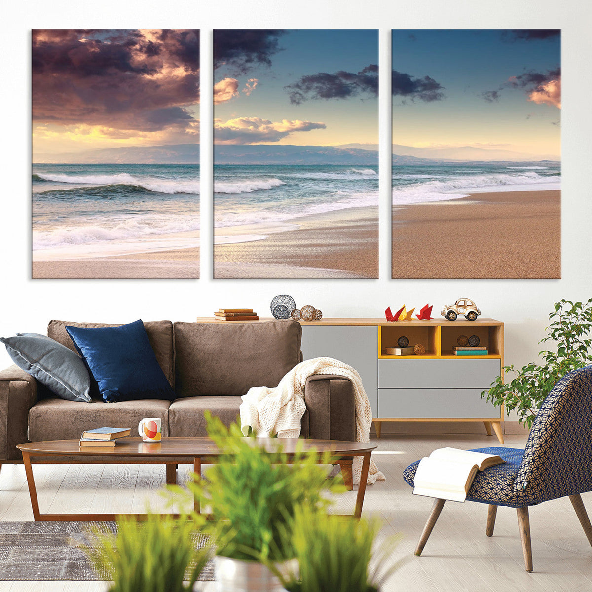 Cloudy Weather Beach Sunset Canvas Print | Sunrise Wall Art