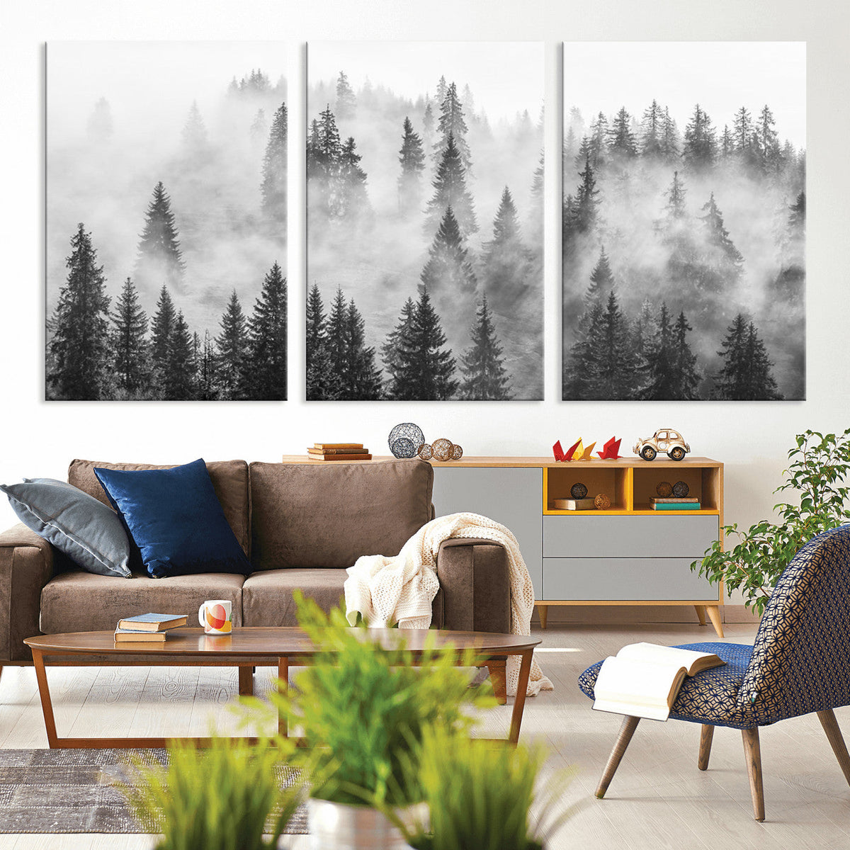 Forest Wall Art Print | Foggy Pine Forest Canvas Wall Art -