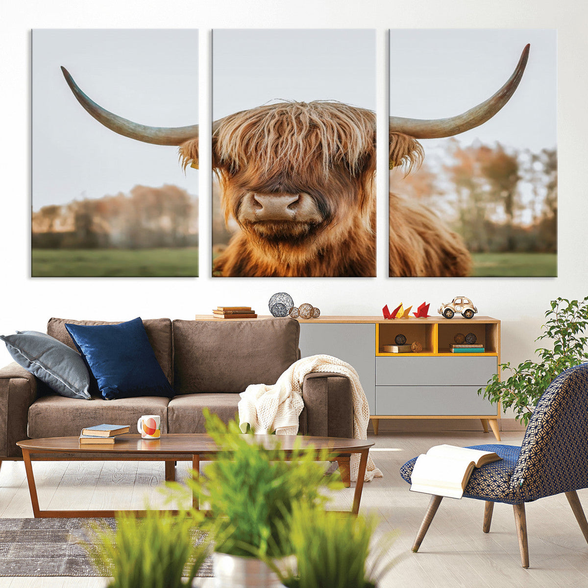 Highland Cow Animal Scottish Cattle Art Print Farmhouse Wall