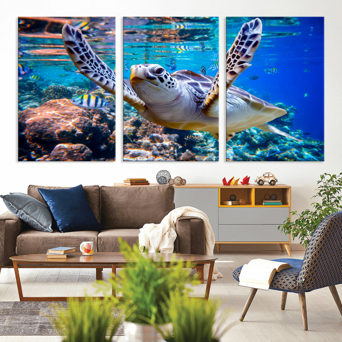 Underwater Sea Turtle Wall Art Canvas Print – Vibrant Ocean