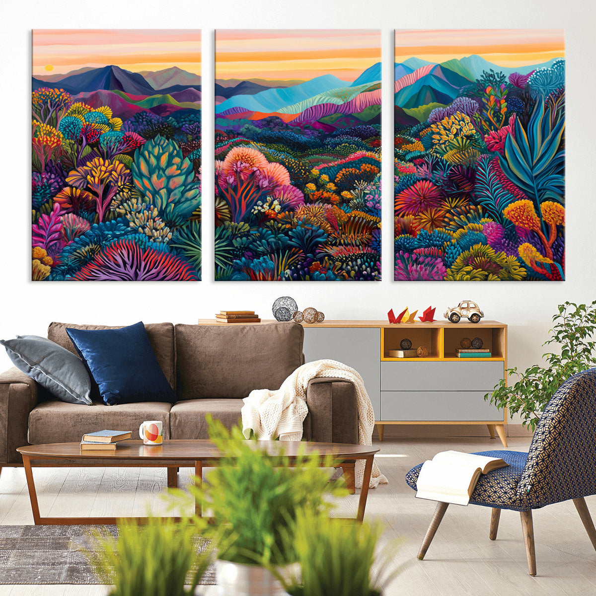 Colorful Abstract Landscape Wall Art Print Canvas - Vibrant