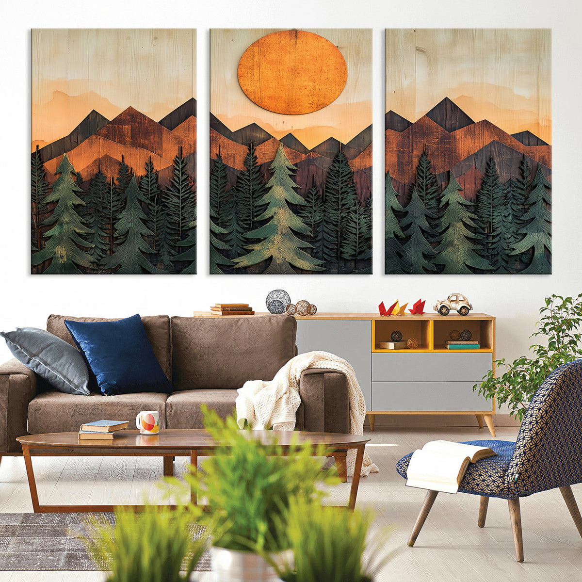 Sunset Mountain Landscape Canvas Wall Art Print - Nature