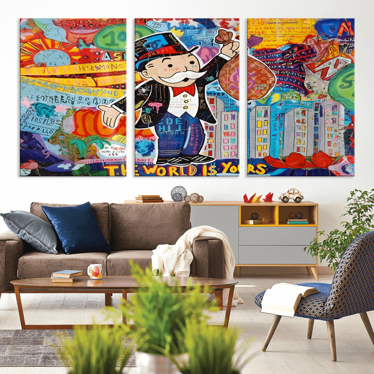 Pop Art Monopoly Man Canvas Wall Art Print - Bold and