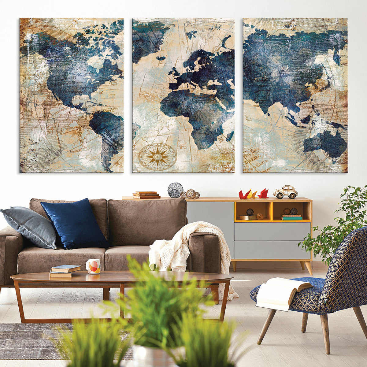 World Map Canvas Print – Framed Wall Art for Couples,