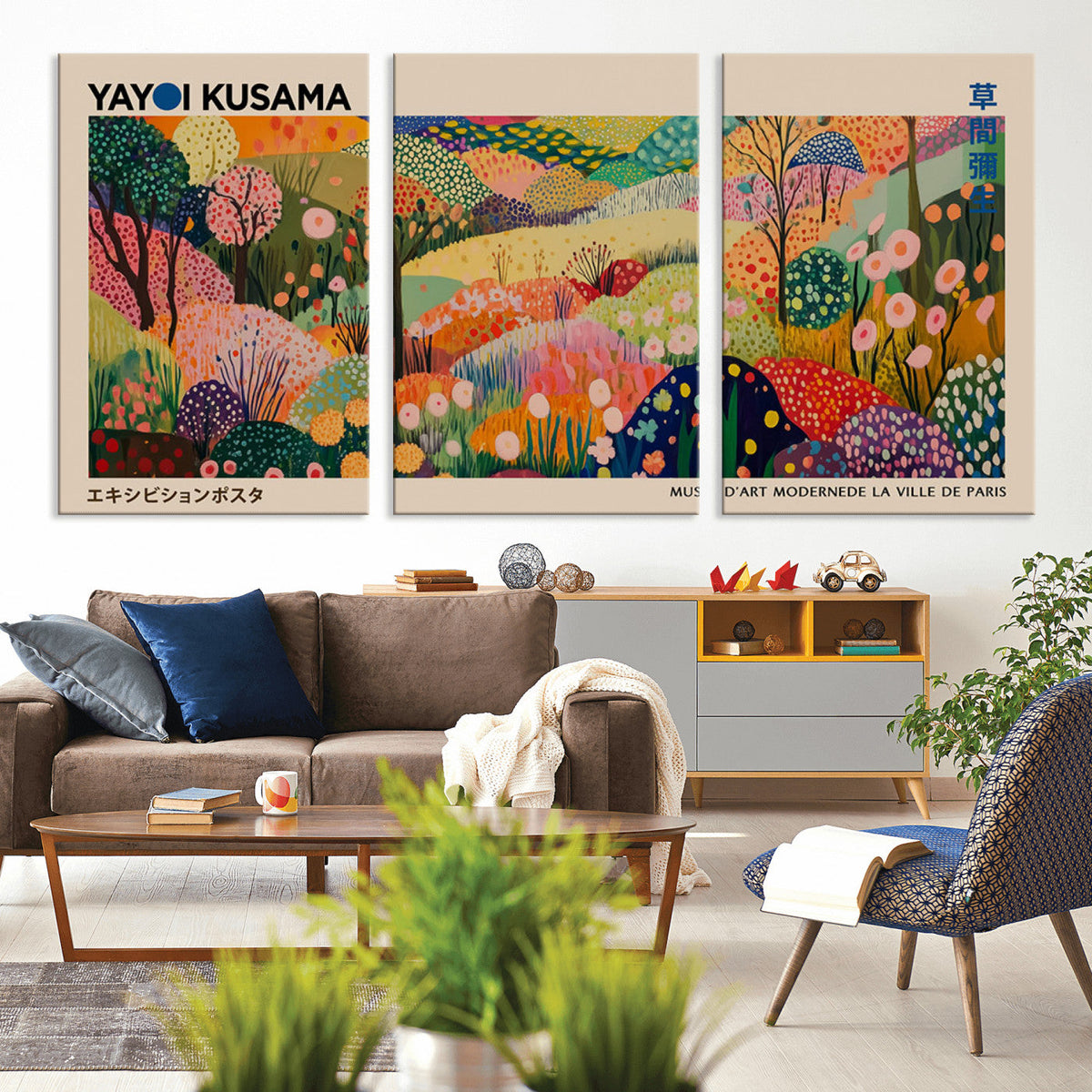 Yayoi Kusama Japanese Art Canvas Print, Abstract Art, Large