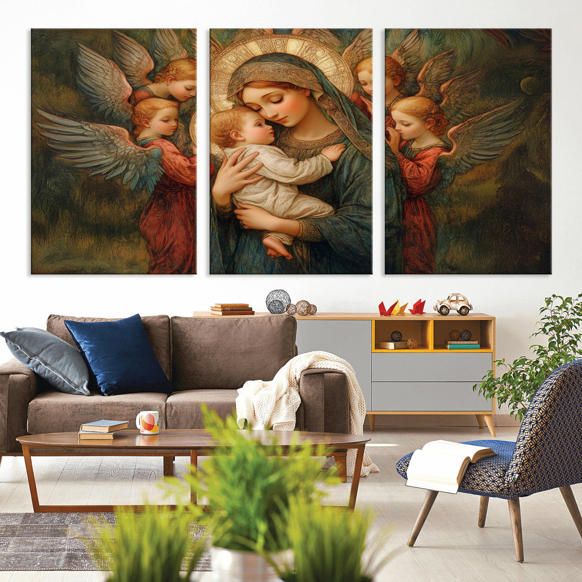 Mary Jesus Canvas Wall Art Print - Madonna and Child with