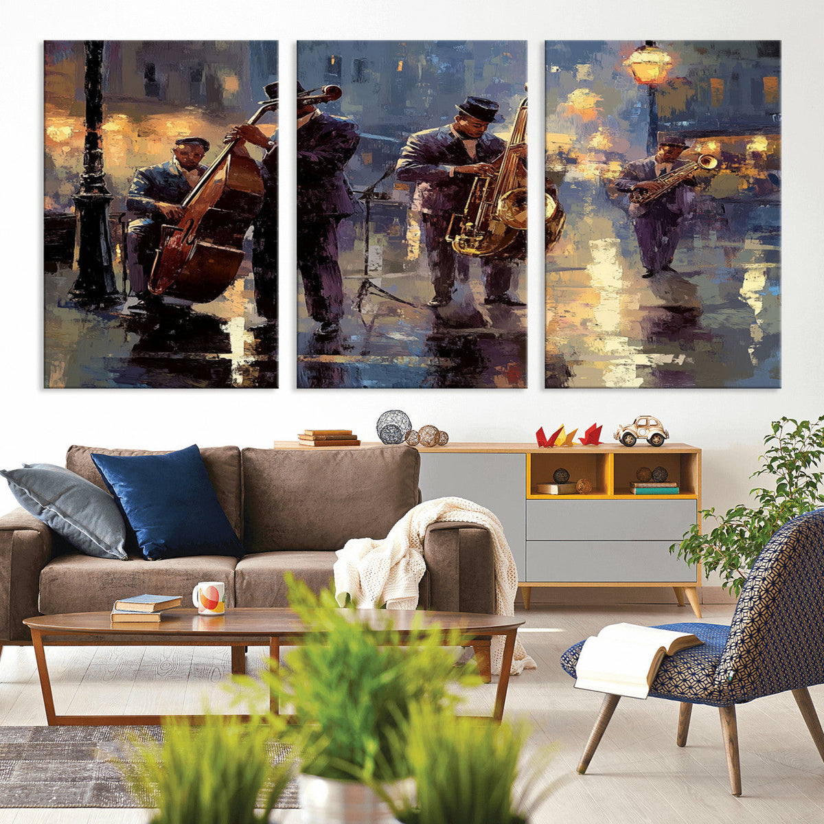 Afro Abstract Jazz Music Wall Art Canvas Print – Colorful