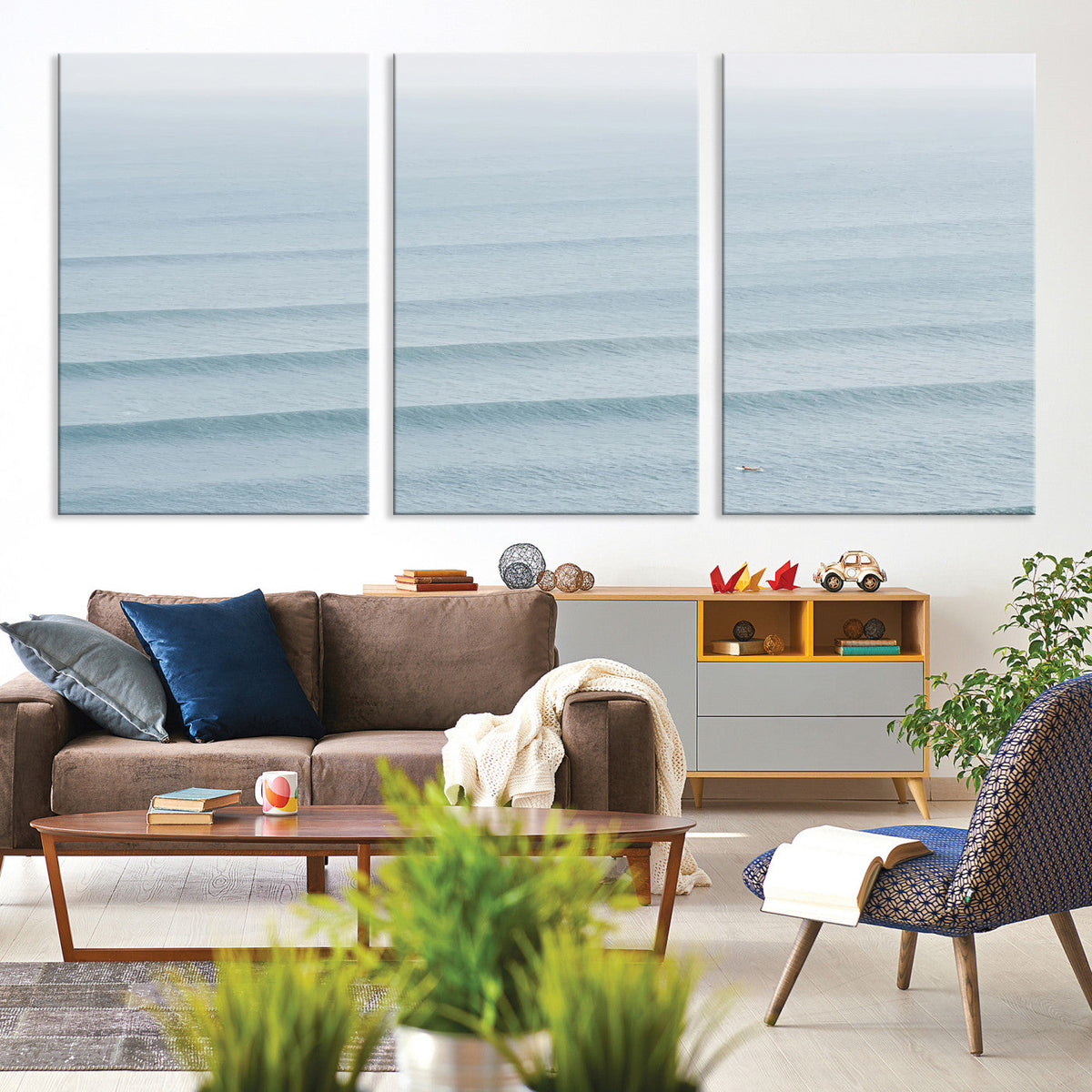 Ocean Waves Wall Art Canvas Print – Framed Solo Surfer Wave
