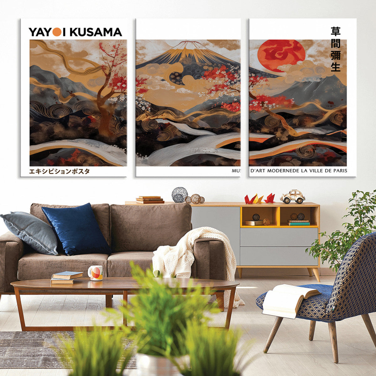 Modern Japanese Wall Art Canvas Print – Framed Abstract