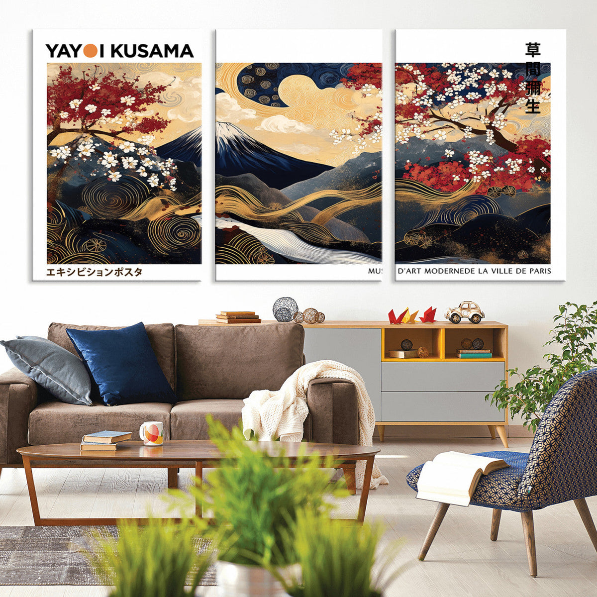 Modern Mount Fuji Wall Art Canvas Print – Framed Abstract
