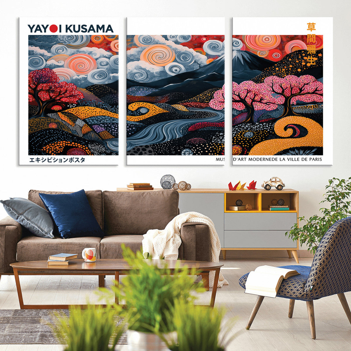 Modern Japanese Wall Art Canvas Print – Framed Abstract