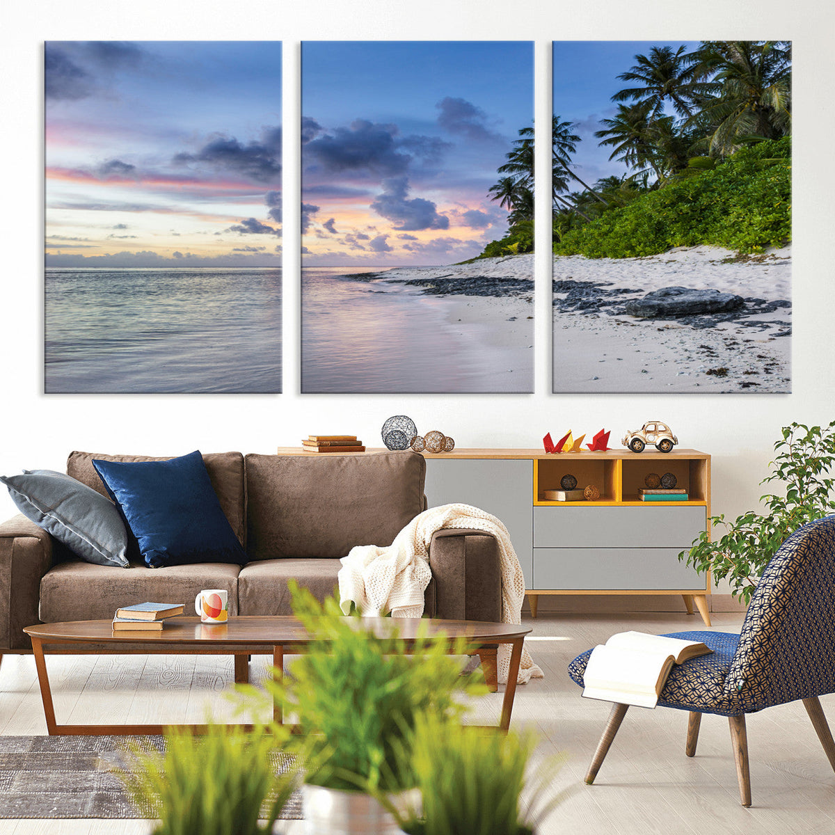Tropical Beach Wall Art Canvas Print – Framed Sunset Glow