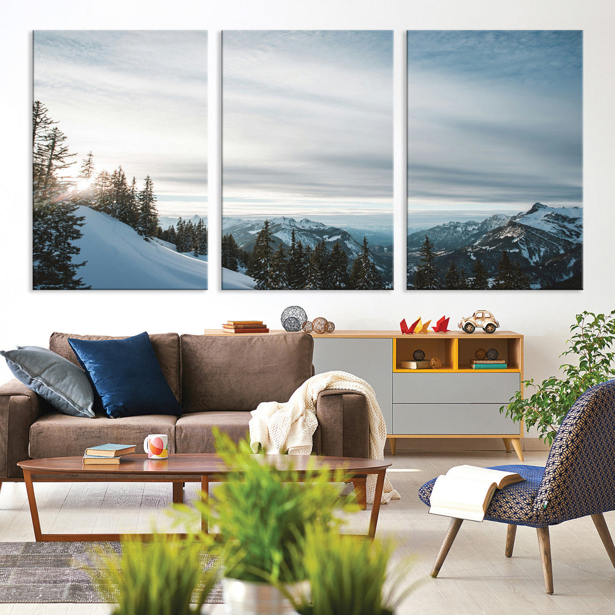 Snowy Mountain Wall Art Canvas Print – Frosty Peaks Alpine
