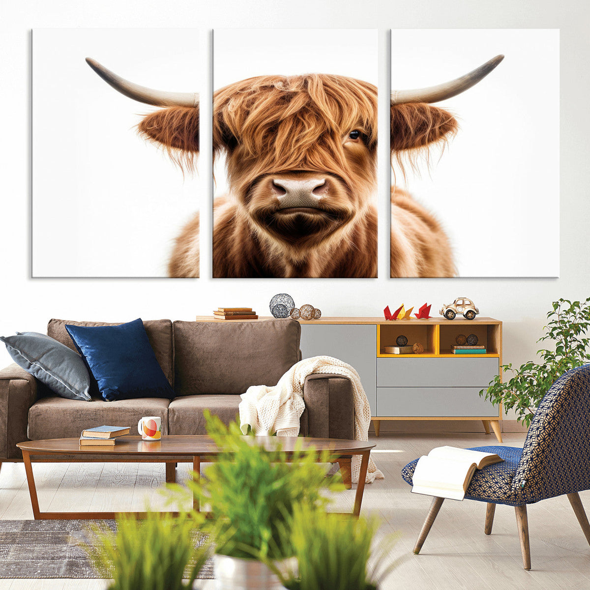Scottish Highland Cow Canvas Print, Framed Highland Cow