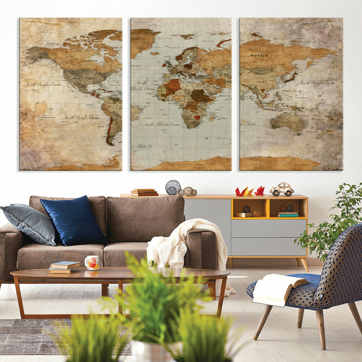 World Map Canvas Print – Detailed Map of the World Wall Art
