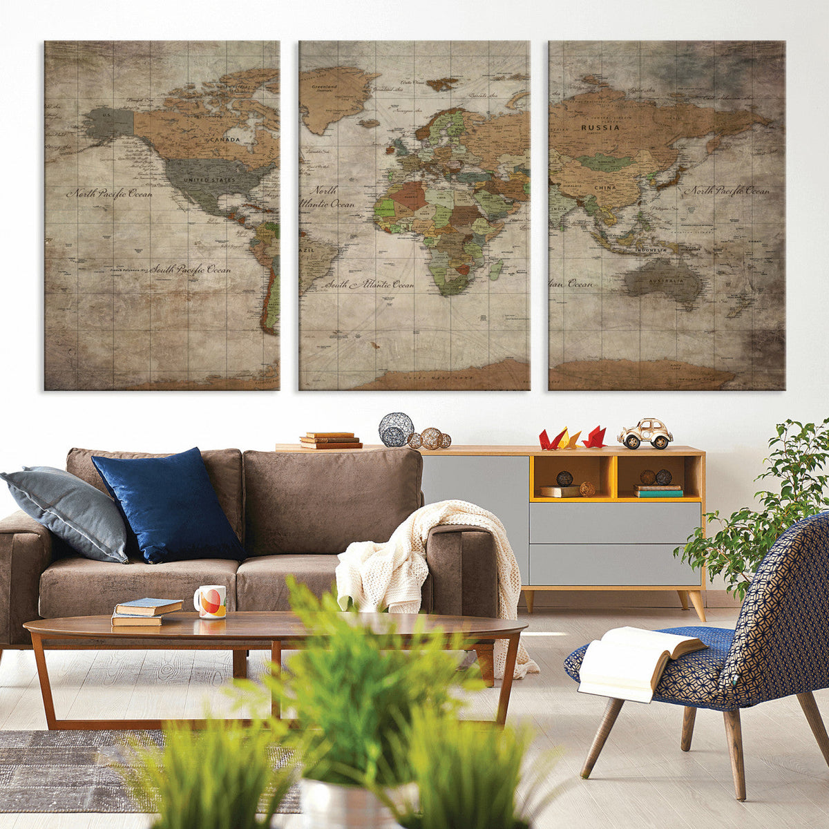 World Map Canvas Print – Framed Travel Map Wall Art for