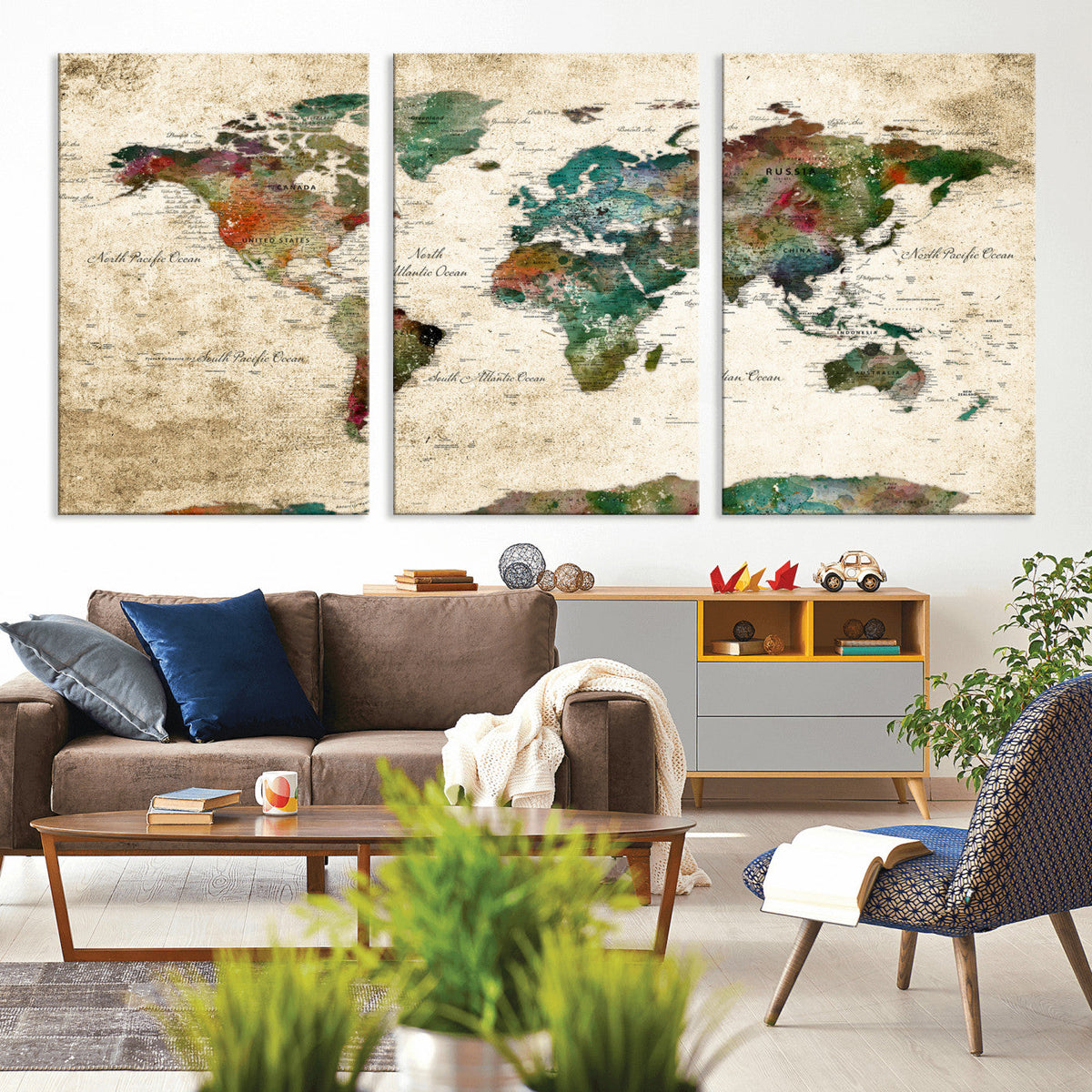World Map Canvas Print – Framed Detailed Map of the World