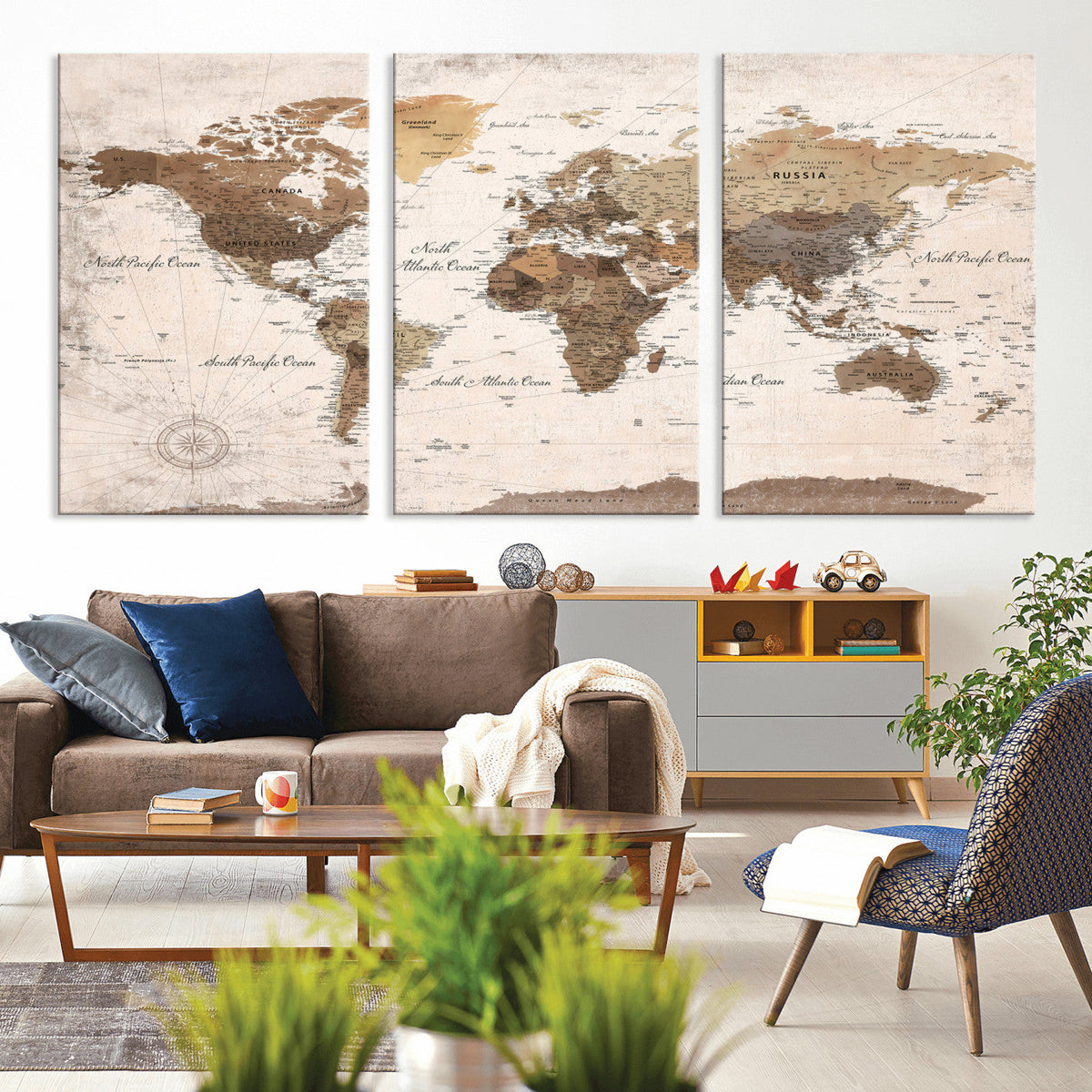 World Map Canvas Print – Framed Travel Map Wall Art for