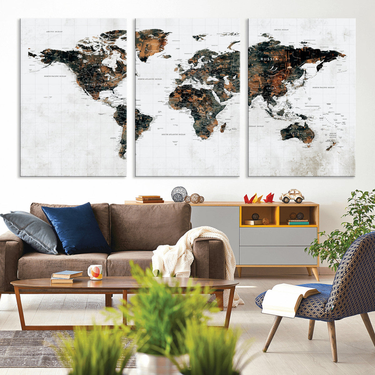 Large World Map Canvas Print – Framed Travel Map Wall Art