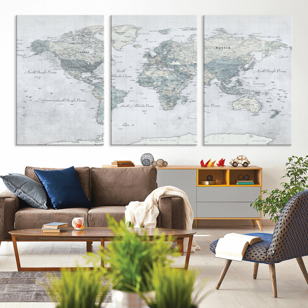 World Map Canvas Print – Detailed Map of the World Wall Art