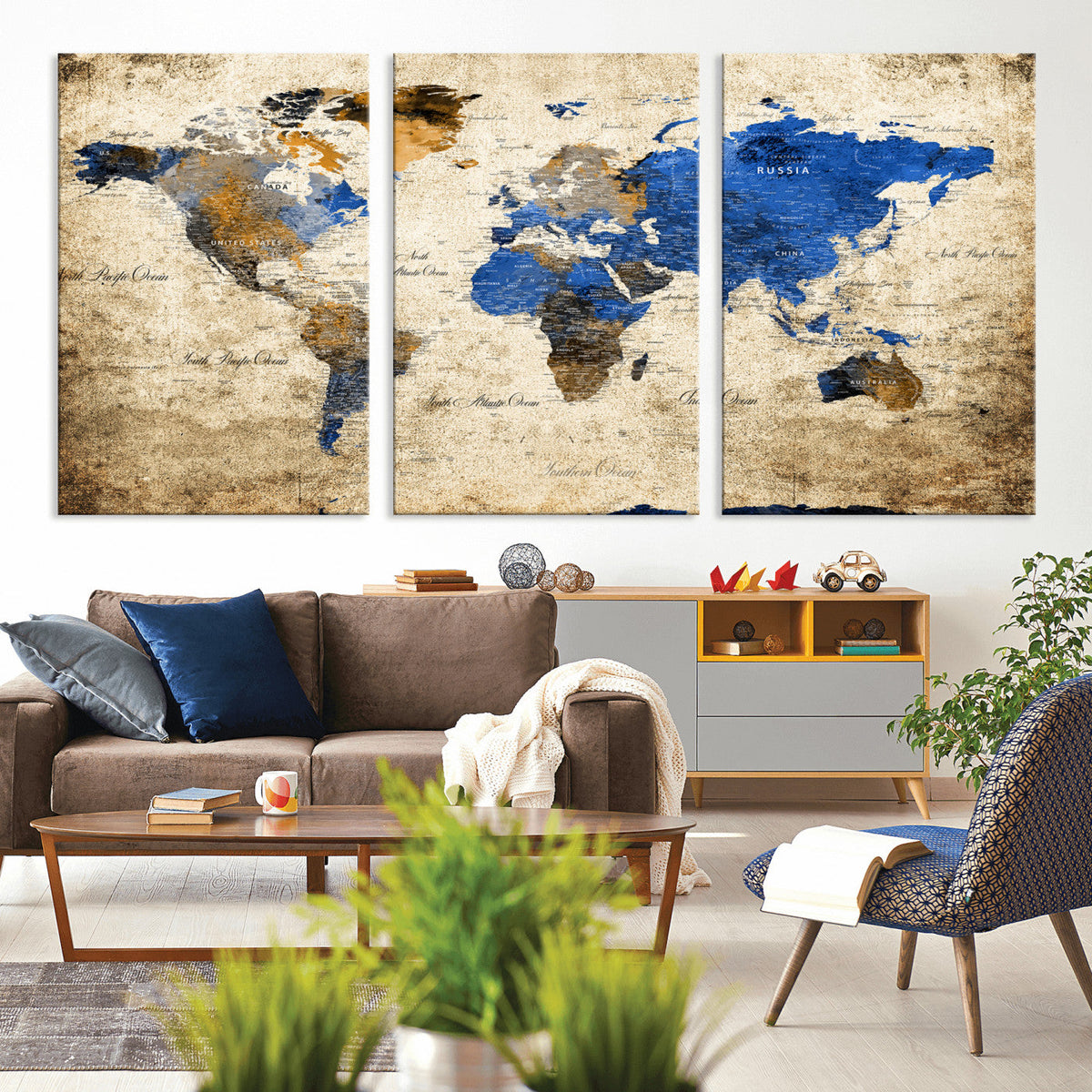 World Map Canvas Print – Colorful Abstract Travel Map,