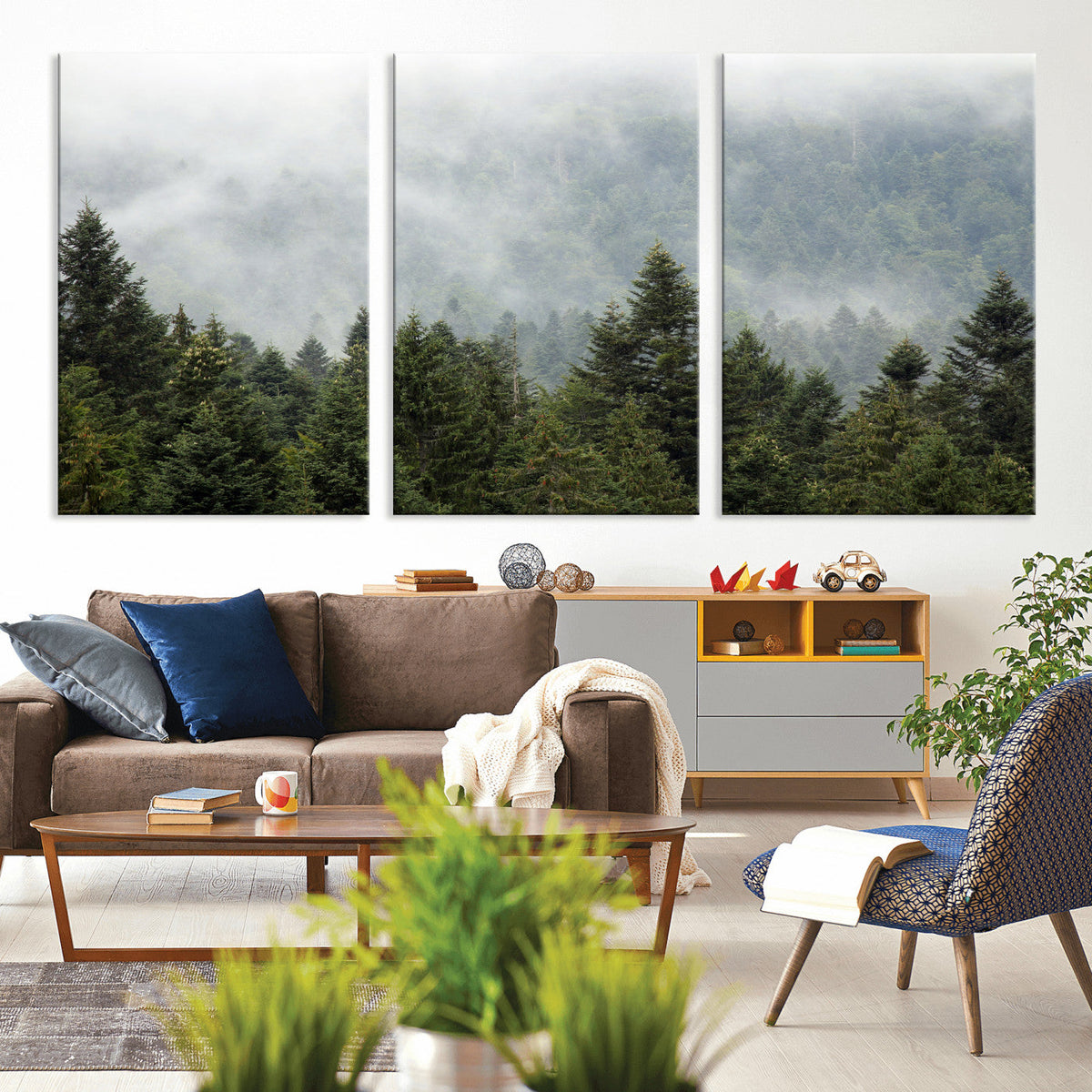 Misty Mountain Forest Wall Art Canvas Print