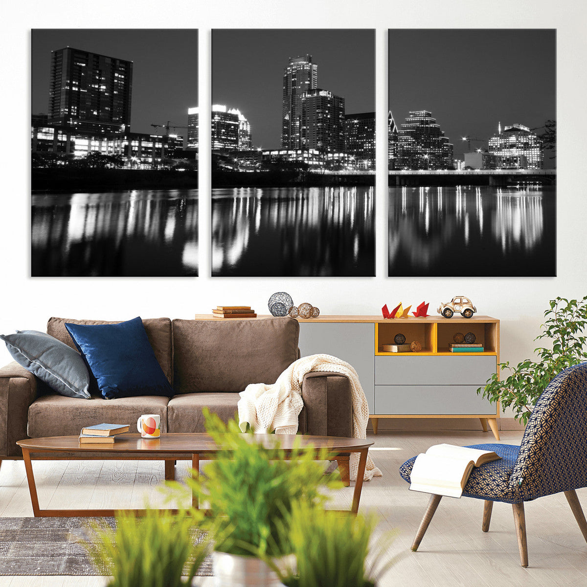 Austin Skyline Wall Art Canvas Print, Austin Downtown Night