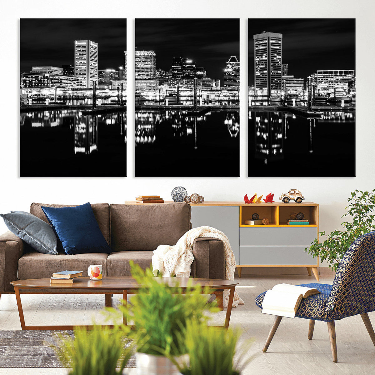 Baltimore Skyline Wall Art Canvas Print, Baltimore Downtown
