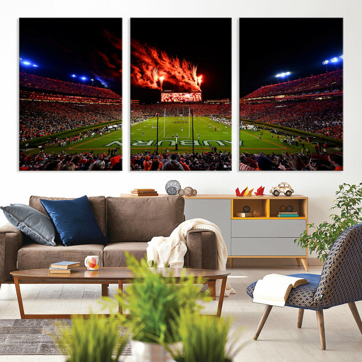 Auburn Stadium Wall Art Canvas Print, College Football Night