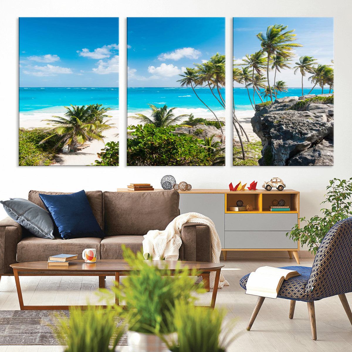 Tropical Beach Wall Art Canvas Print, Palm Tree Ocean
