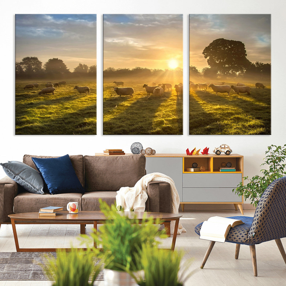 Sheep Wall Art Canvas Print – Rural Farm Animal Artwork
